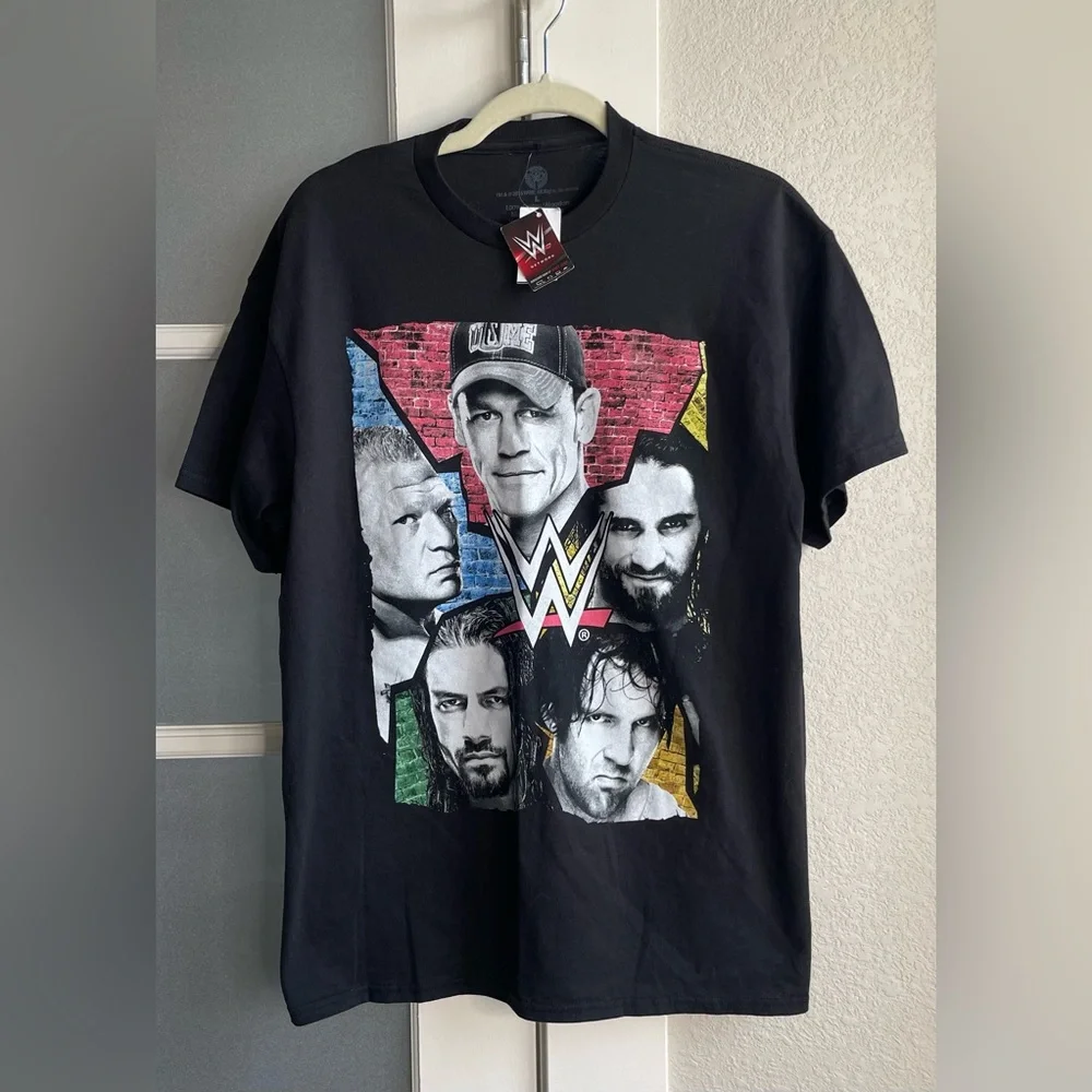 WWE 2016 John Cena Brock Lesnar Wrestling Black T-Shirt Men's Size L‎ - NWT